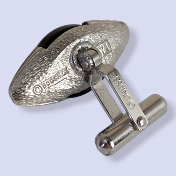 Vintage Destino Boucher Silver & Black Cufflinks - Picture 4 of 6